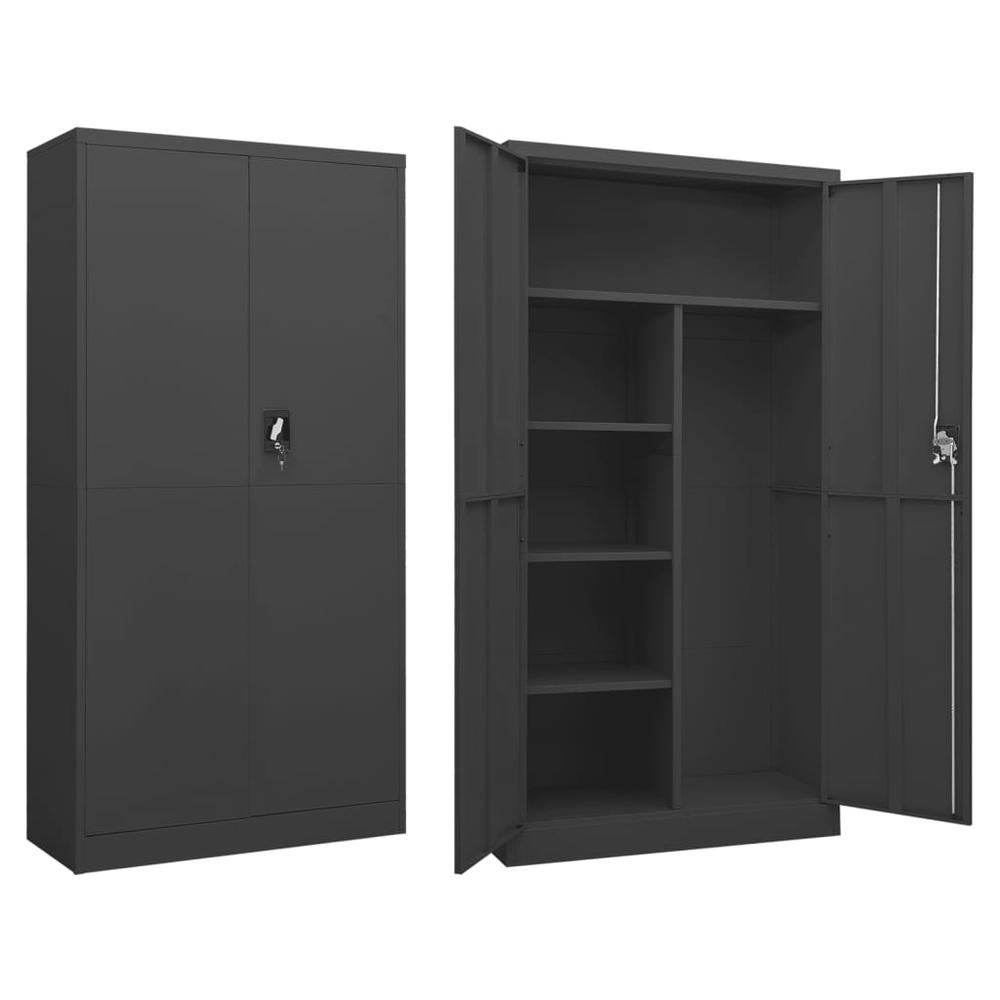 vidaXL Locker Cabinet Anthracite 35.4"x15.7"x70.9" Steel. Picture 1