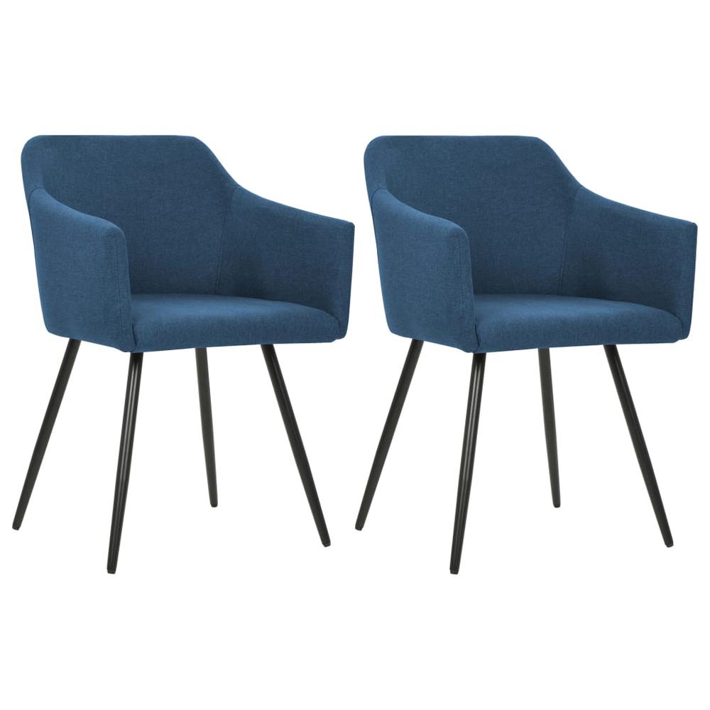 vidaXL Dining Chairs 2 pcs Blue Fabric, 323097. Picture 1