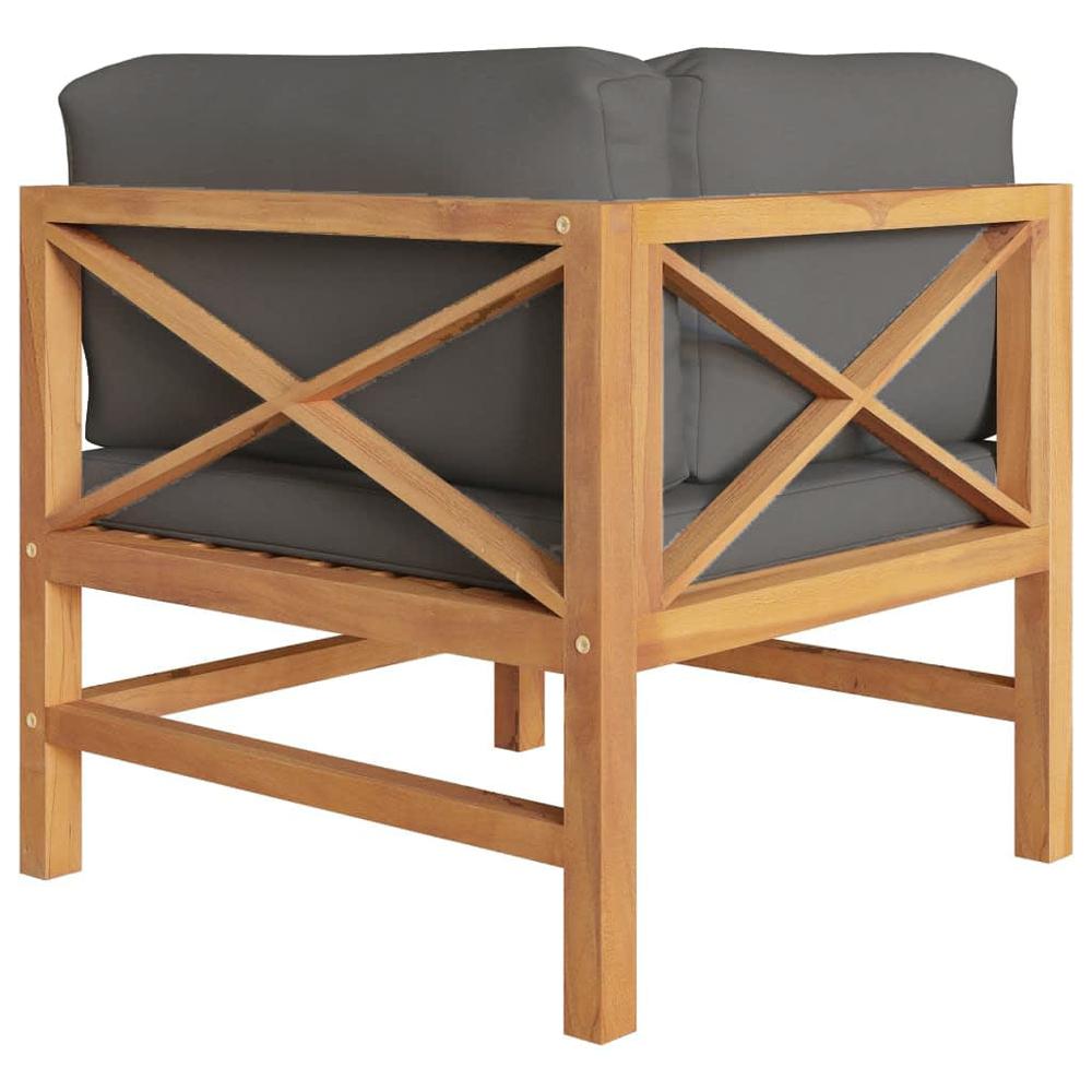 vidaXL Corner Sofas 2 pcs with Dark Gray Cushions Solid Teak Wood. Picture 4