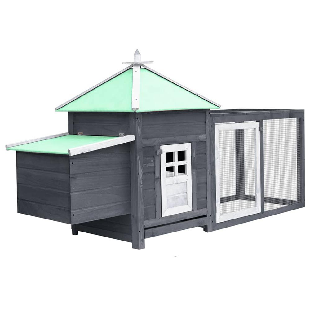 vidaXL Chicken Coop with Nest Box Gray 74.8"x28.3"x40.2" Solid Firwood. Picture 1