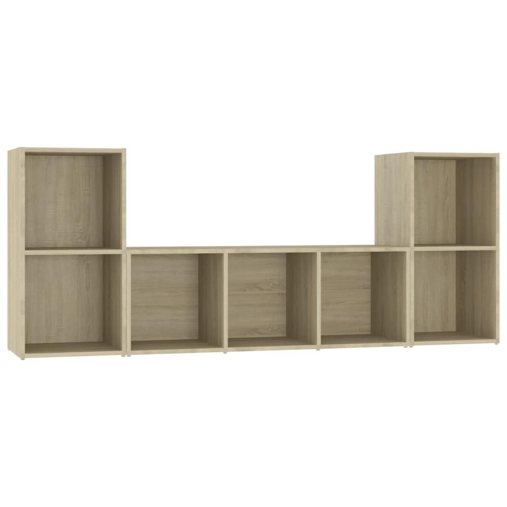 vidaXL 3 Piece TV Cabinet Set Sonoma Oak Engineered Wood, 3080018. Picture 2