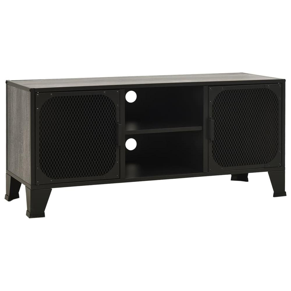 vidaXL TV Cabinet Gray 41.3"x14.2"x18.5" Metal and MDF. Picture 2