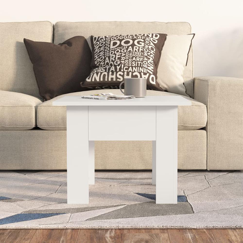 vidaXL Coffee Table White 21.7"x21.7"x16.5" Engineered Wood. Picture 3
