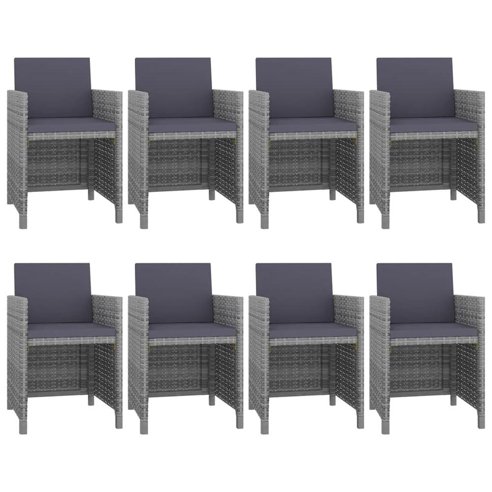 vidaXL 9 Piece Patio Dining Set with Cushions Poly Rattan Anthracite. Picture 4