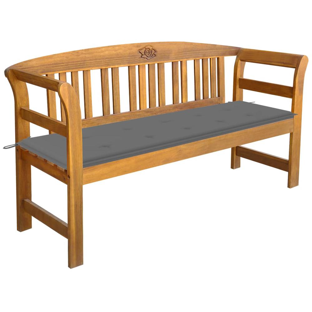 vidaXL Patio Bench with Cushion 61.8" Solid Acacia Wood, 3064267. Picture 1