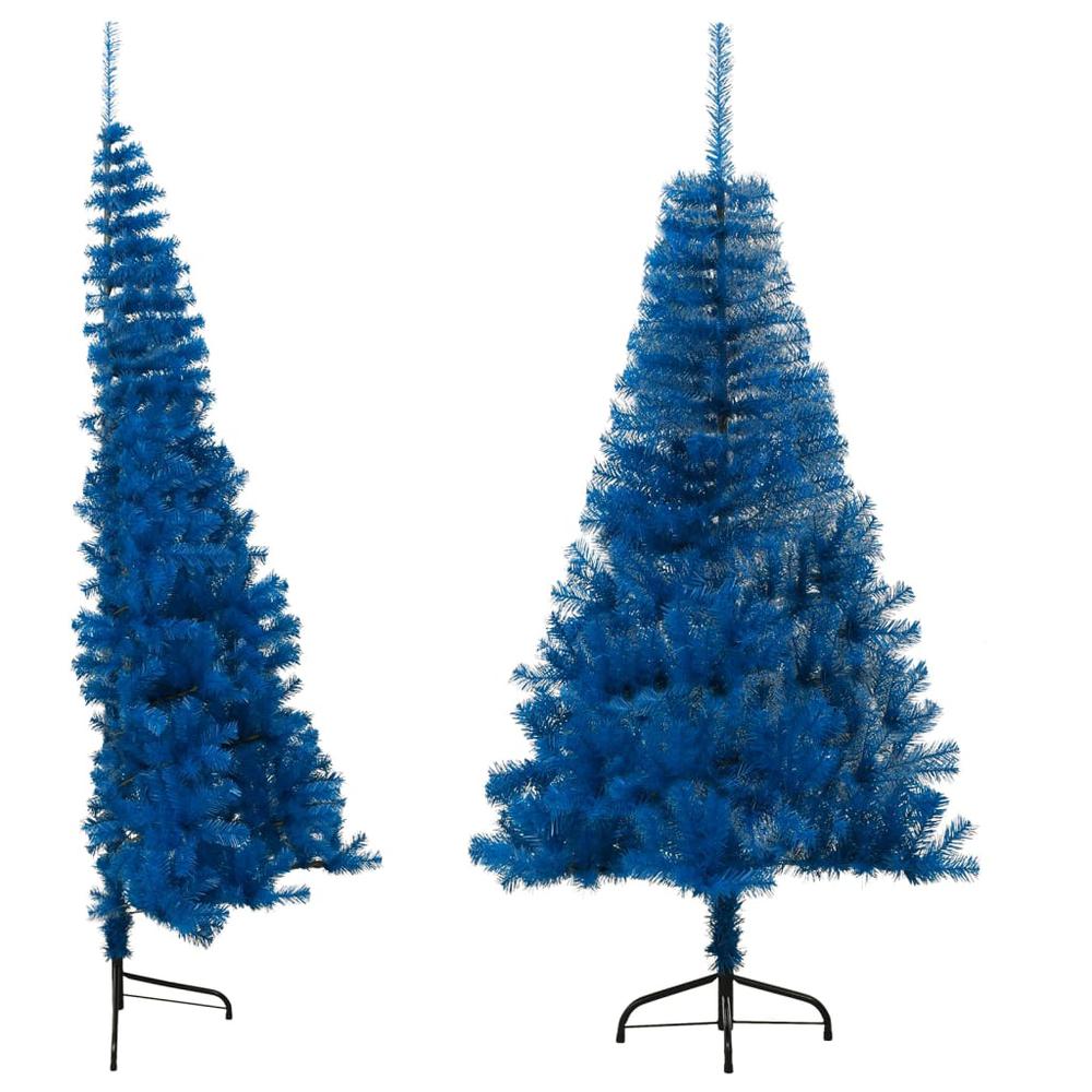 vidaXL Artificial Half Christmas Tree with Stand Blue 70.9" PVC. Picture 2