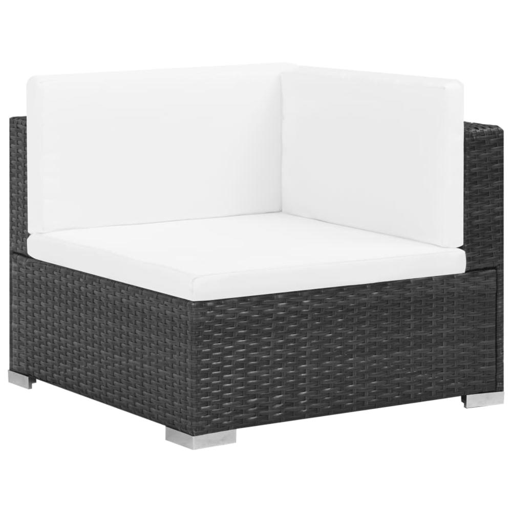 vidaXL 6 Piece Patio Lounge Set with Cushions Poly Rattan Black, 313748. Picture 3