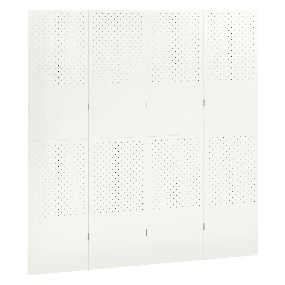 vidaXL 4-Panel Room Dividers 2 pcs White 63"x70.9" Steel. Picture 3