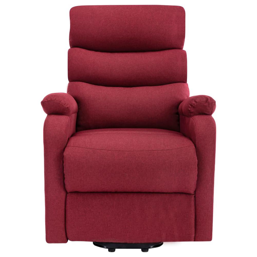vidaXL Stand-up Massage Recliner Wine Red Fabric. Picture 3