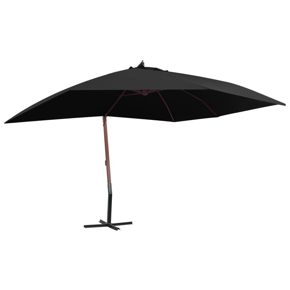 vidaXL Hanging Parasol with Wooden Pole 157.5"x118.1" Black. Picture 1