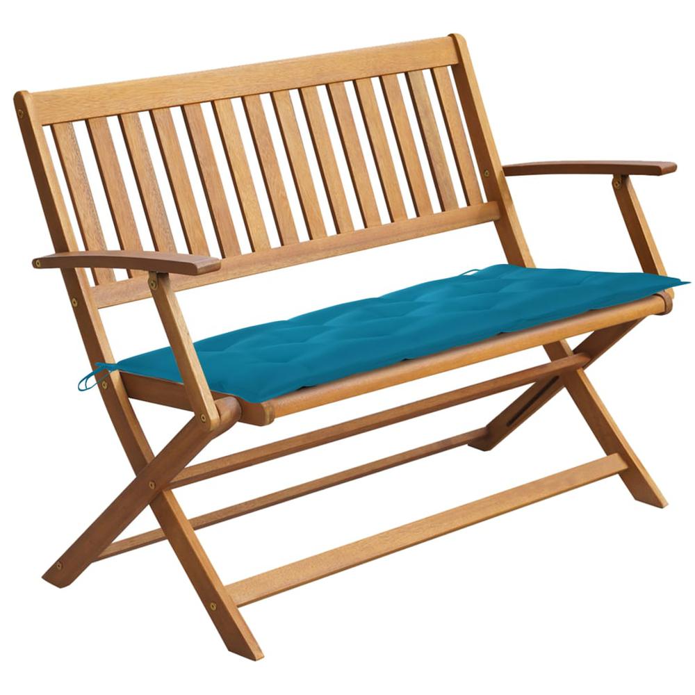 vidaXL Patio Bench with Cushion 47.2'' Solid Acacia Wood, 3064258. Picture 1