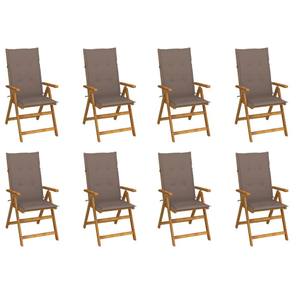 vidaXL Folding Patio Chairs with Cushions 8 pcs Solid Acacia Wood, 3075062. Picture 1