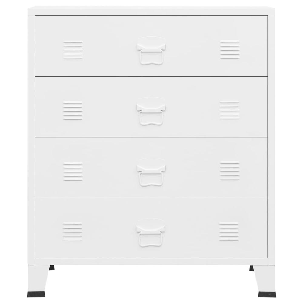 vidaXL Industrial Drawer Cabinet White 30.7"x15.7"x36.6" Metal. Picture 3