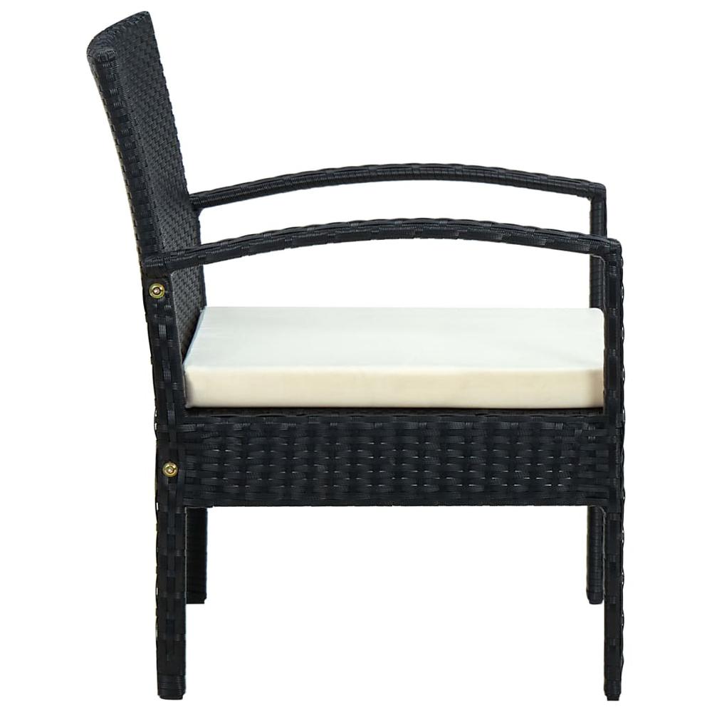 vidaXL Patio Chair with Cushion Poly Rattan Black. Picture 3