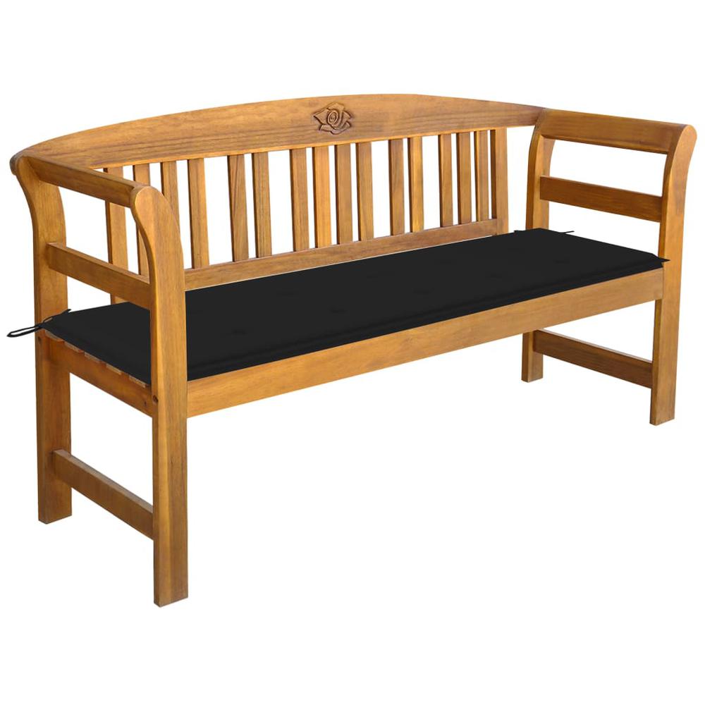 vidaXL Patio Bench with Cushion 61.8" Solid Acacia Wood, 3064273. Picture 1