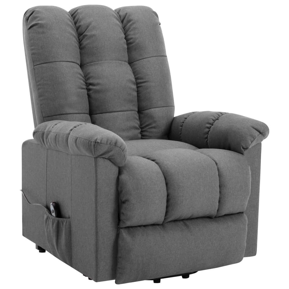 vidaXL Stand-up Recliner Light Gray Fabric. Picture 2