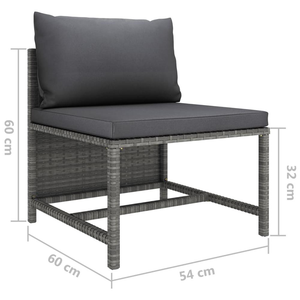 vidaXL 6 Piece Patio Lounge Set with Cushions Poly Rattan Gray, 3059759. Picture 11