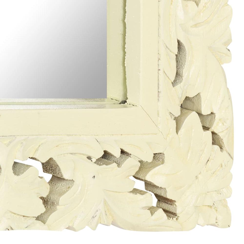 vidaXL Hand Carved Mirror White 31.5"x19.7" Solid Mango Wood. Picture 4