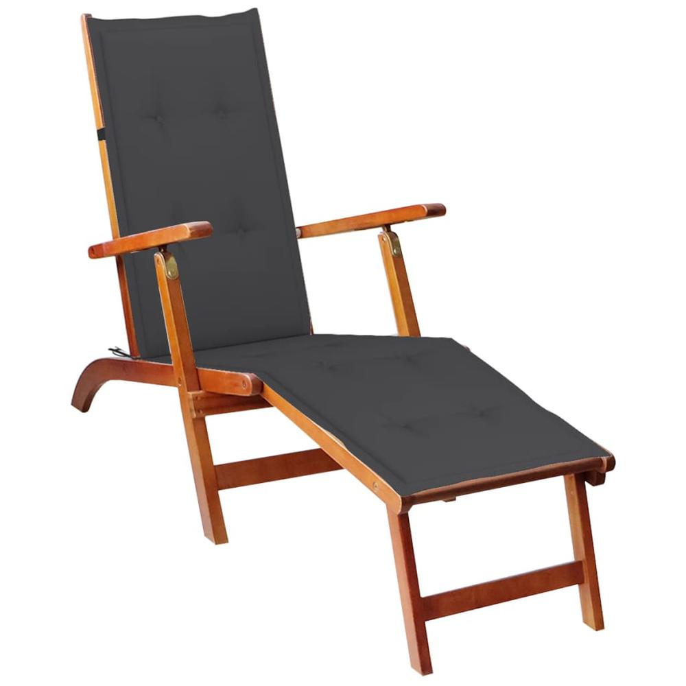 vidaXL Deck Chair Cushion Anthracite (29.5"+41.3")x19.7"x1.2". Picture 3