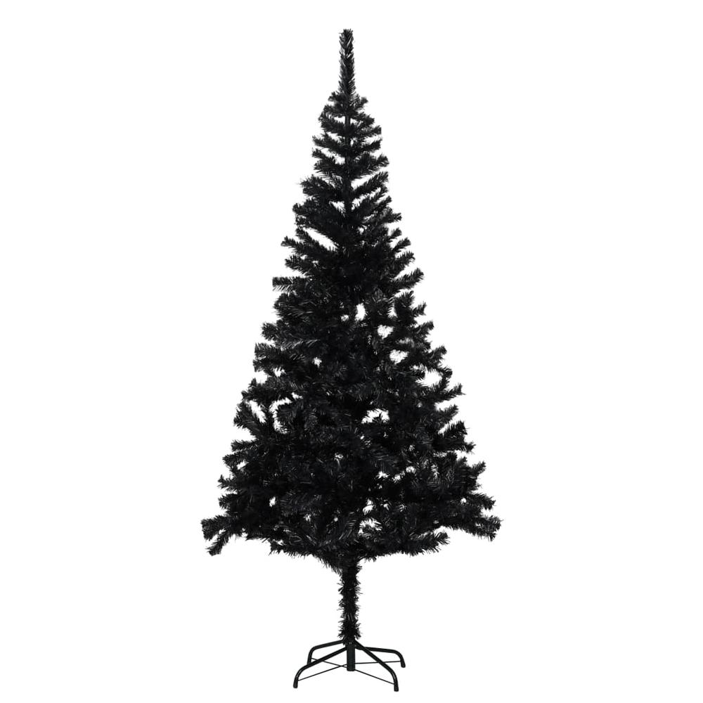 vidaXL Artificial Christmas Tree with LEDs&Stand Black 82.7" PVC. Picture 2