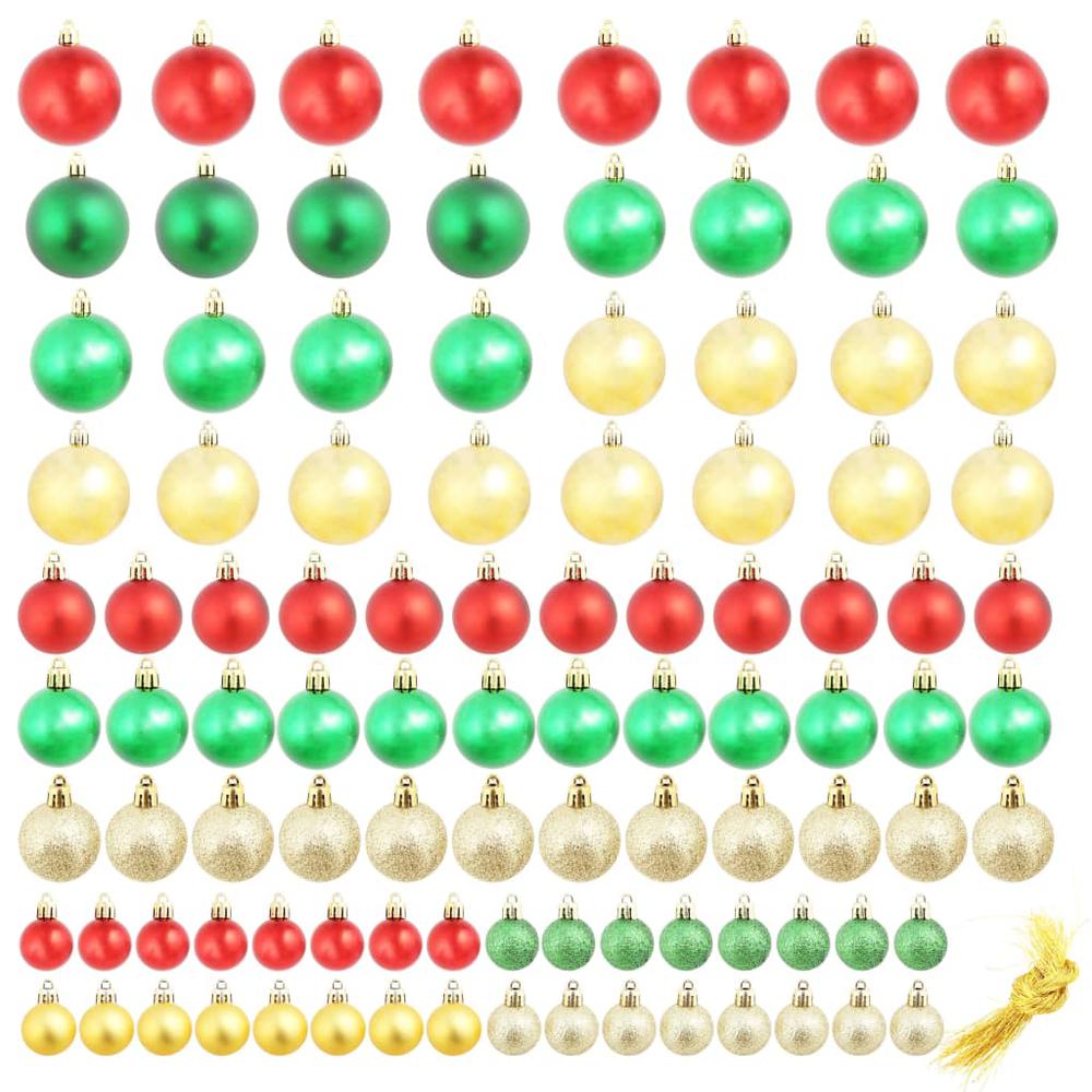 vidaXL Christmas Balls 100 pcs Red/Gold/Green. Picture 2