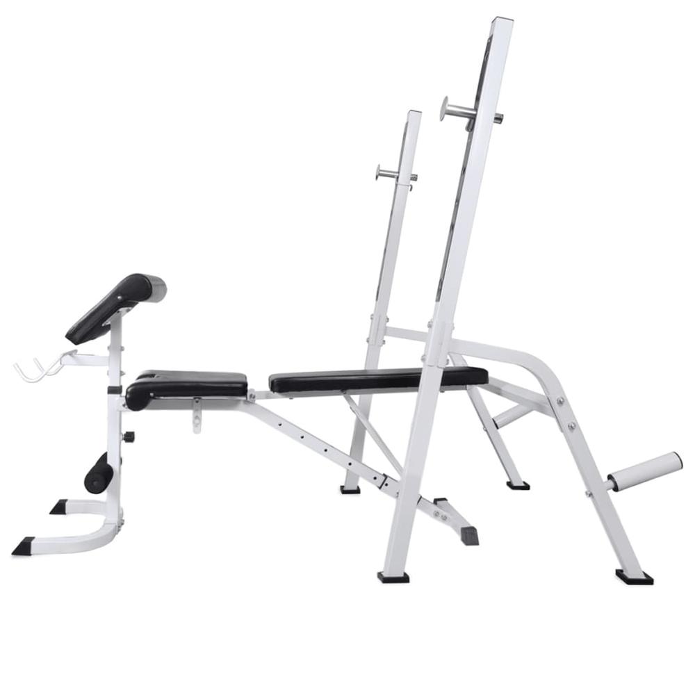 vidaXL Workout Bench with Weight Rack, Barbell and Dumbbell Set 264.6 lb, 275376. Picture 4