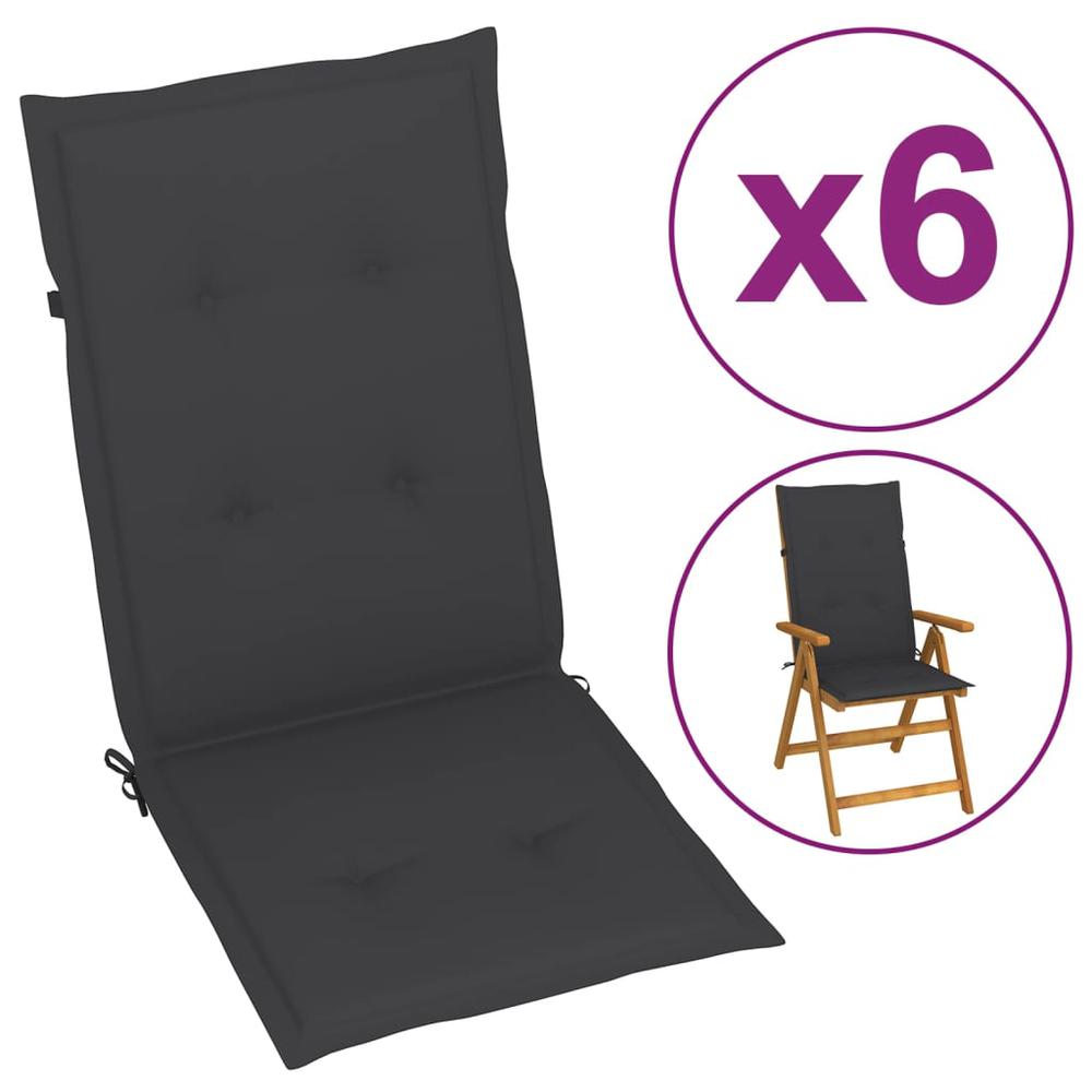 vidaXL Garden Chair Cushions 6 pcs Anthracite 47.2"x19.7"x1.2". The main picture.