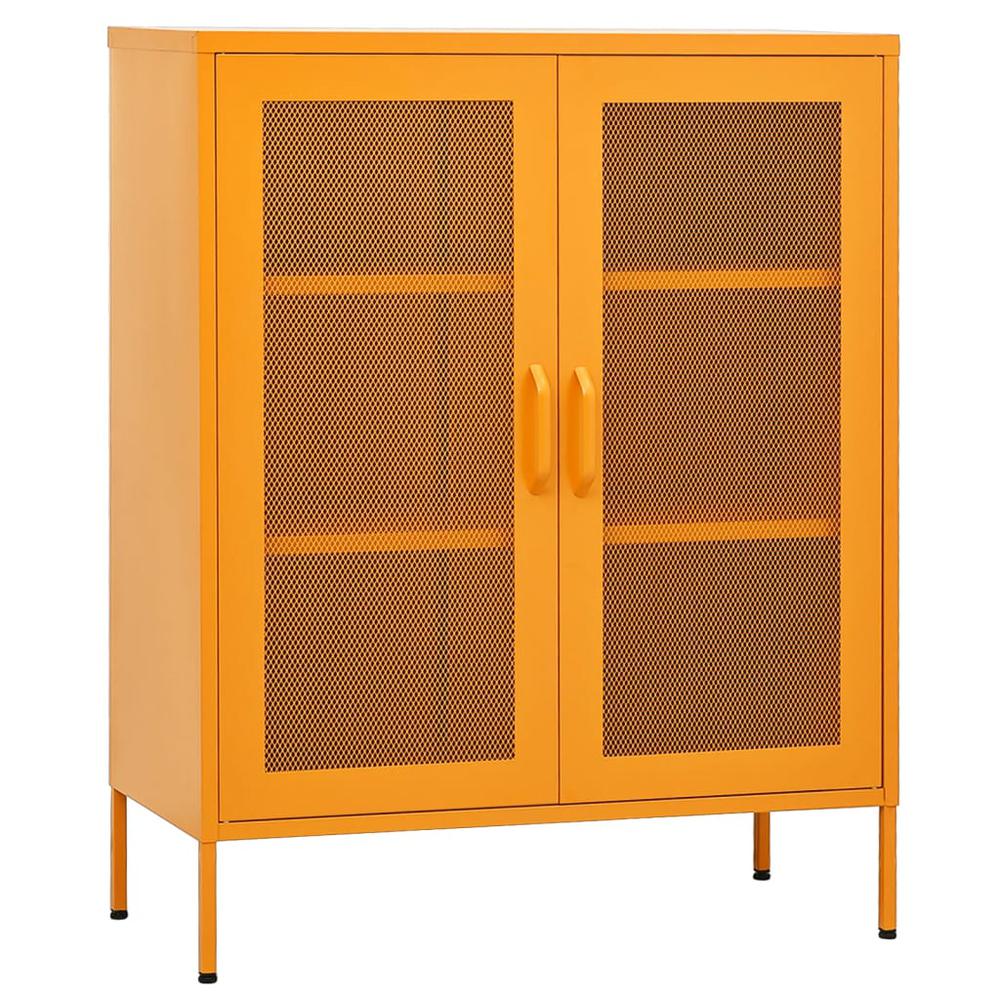 vidaXL Storage Cabinet Mustard Yellow 31.5"x13.8"x40" Steel, 336173. Picture 2