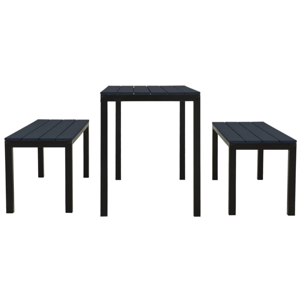 vidaXL 3 Piece Patio Dining Set Steel and WPC Black. Picture 3
