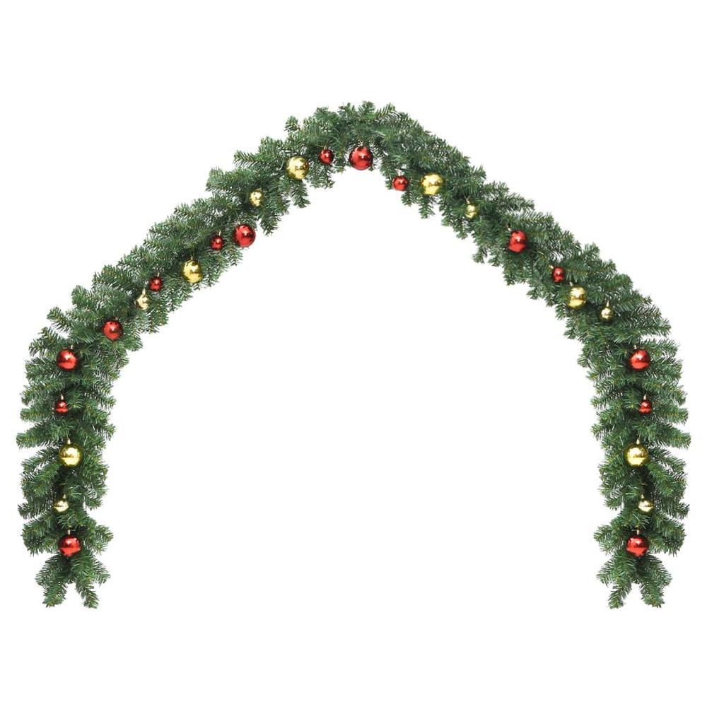 vidaXL Christmas Garland Decorated with Baubles and LED Lights 197". Picture 2