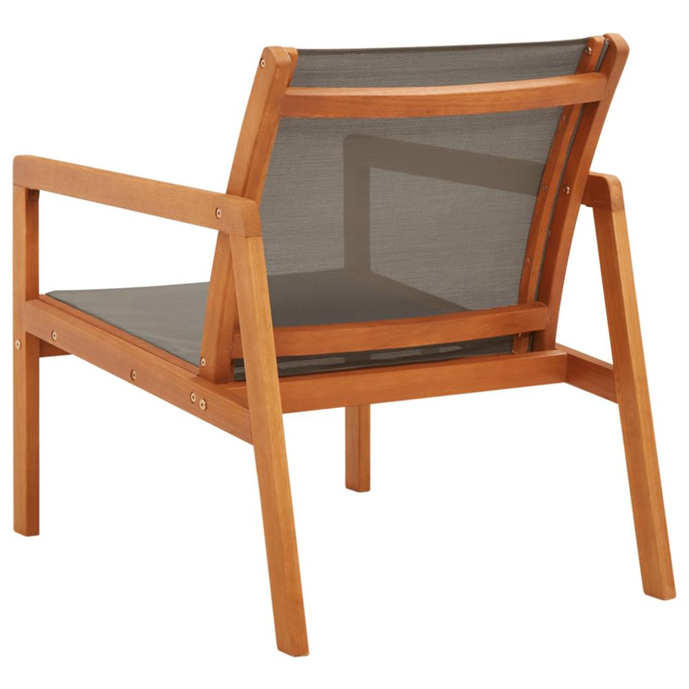 vidaXL Patio Lounge Chair Gray Solid Eucalyptus Wood and Textilene, 316124. Picture 4