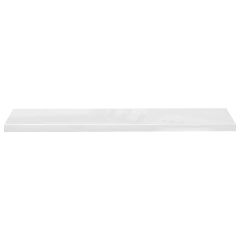 vidaXL Floating Wall Shelf High Gloss White 47.2"x9.3"x1.5" MDF. Picture 4