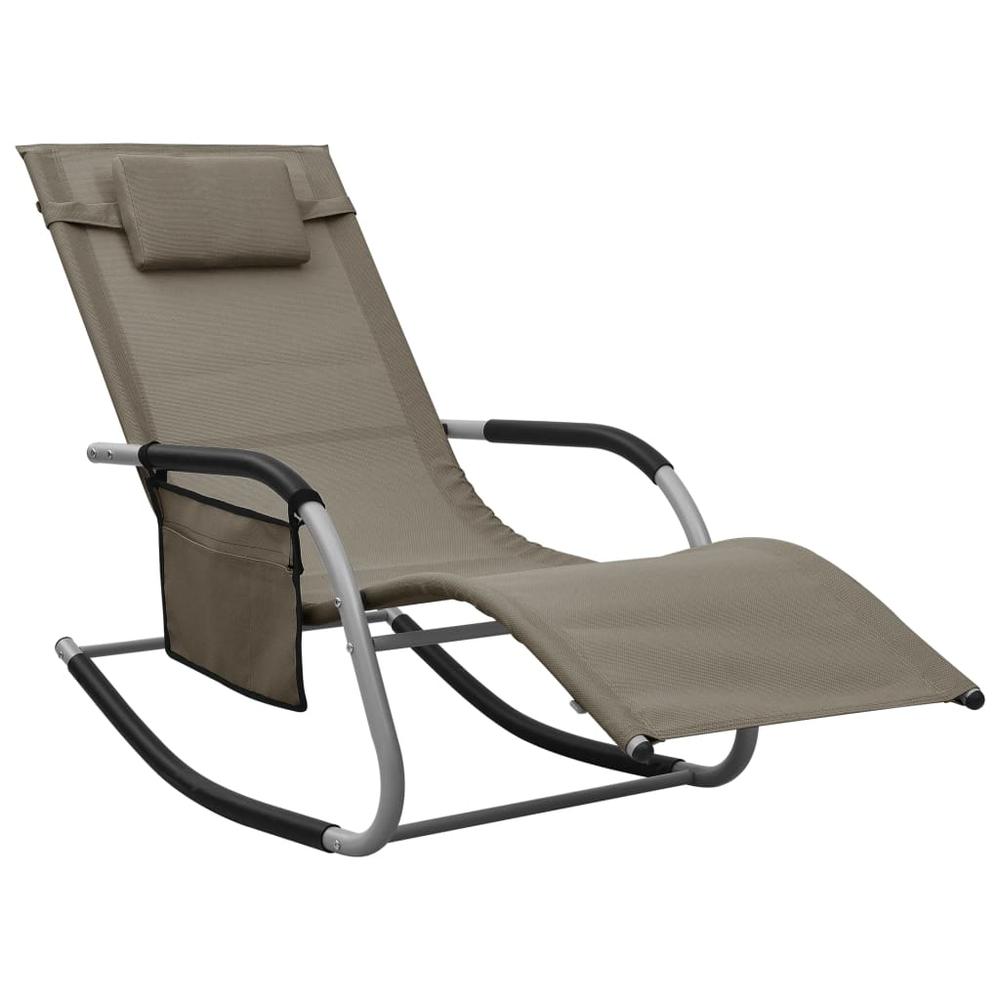 vidaXL Sun Loungers 2 pcs Textilene Taupe and Gray. Picture 2