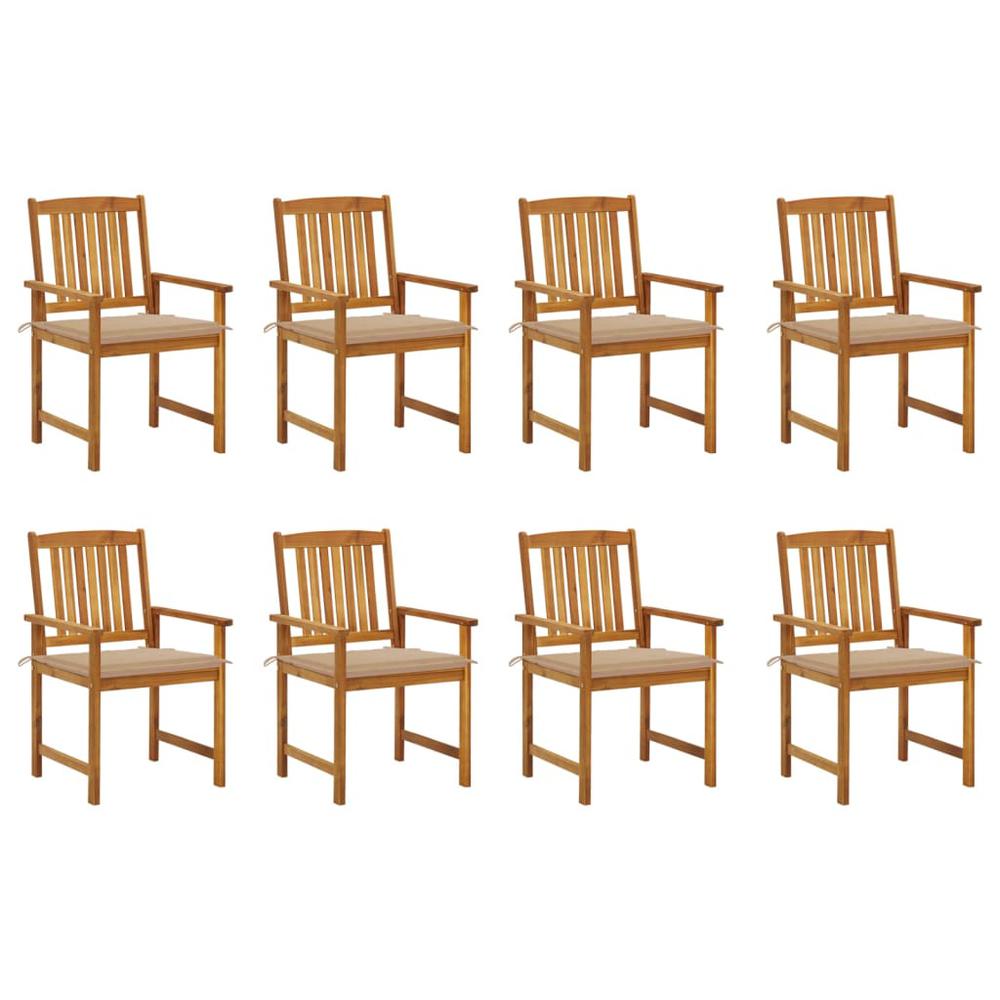 vidaXL Patio Chairs with Cushions 8 pcs Solid Acacia Wood, 3078169. Picture 1