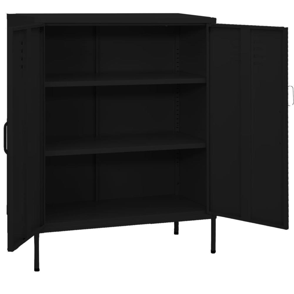 vidaXL Storage Cabinet Black 31.5"x13.8"x40" Steel, 336169. Picture 2