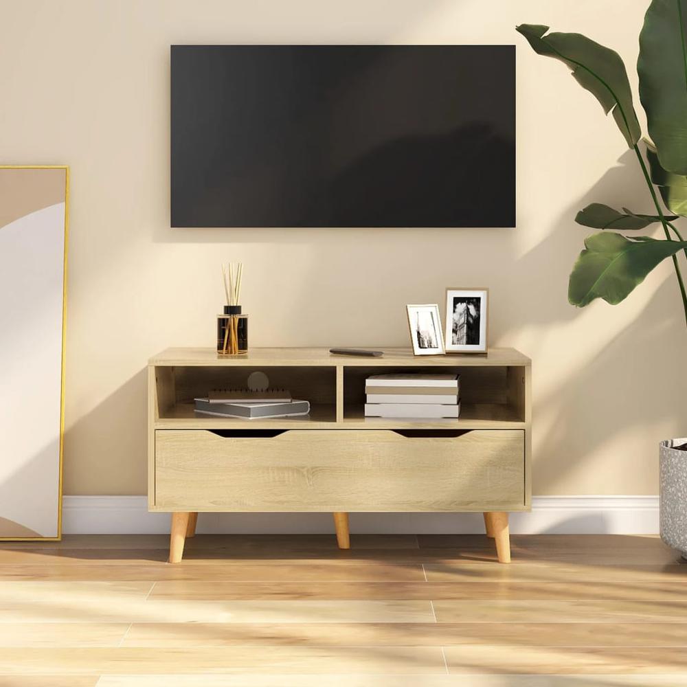 vidaXL TV Cabinet Sonoma Oak 35.4"x15.7"x19.1" Engineered Wood. Picture 1