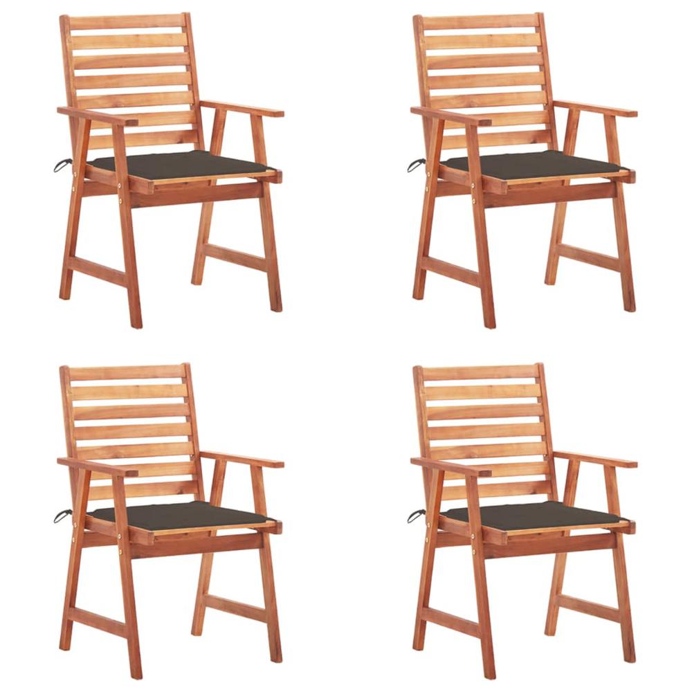 vidaXL Patio Dining Chairs 4 pcs with Cushions Solid Acacia Wood, 3078328. Picture 1
