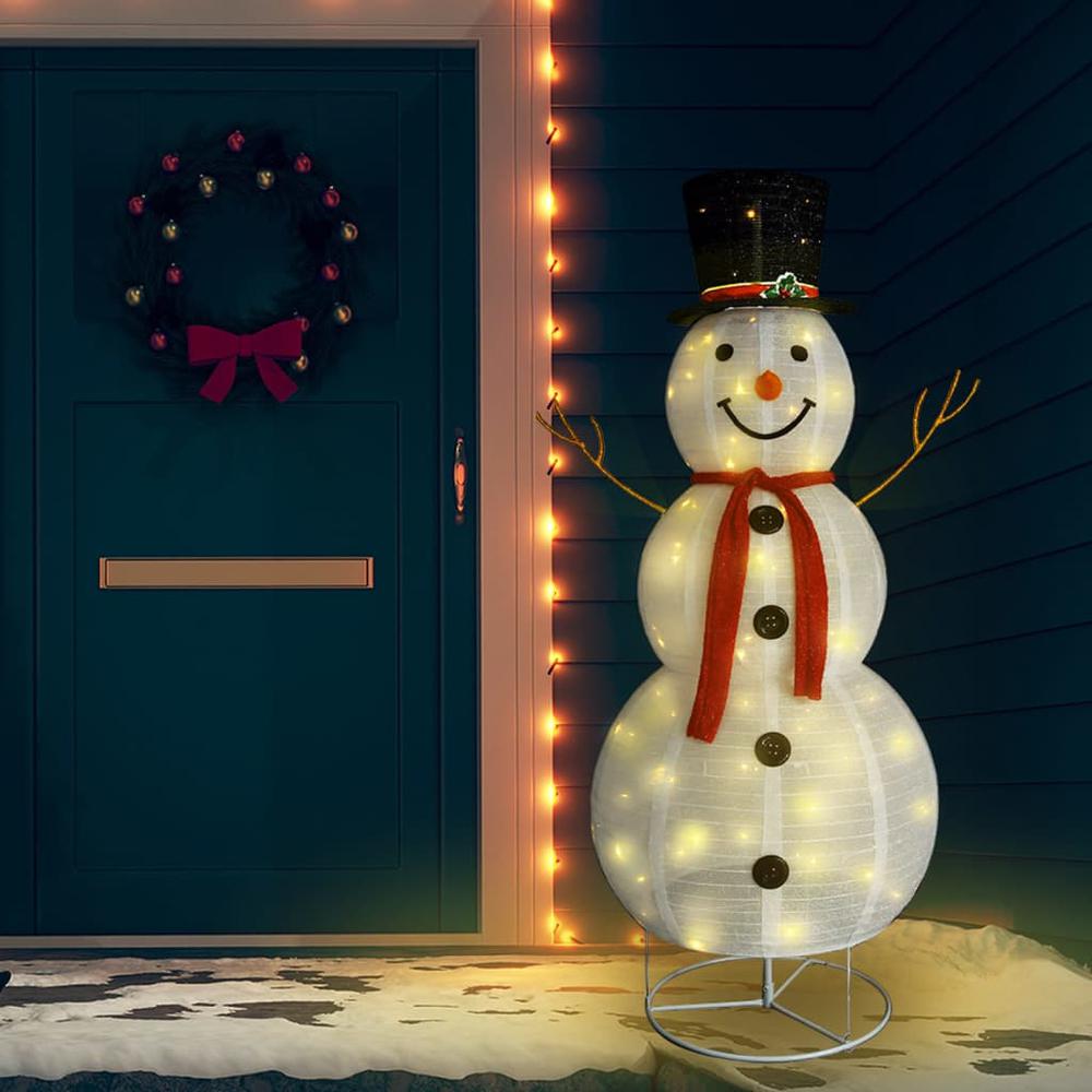 vidaXL Decorative Christmas Snowman Figure LED Luxury Fabric 70.9". Picture 1