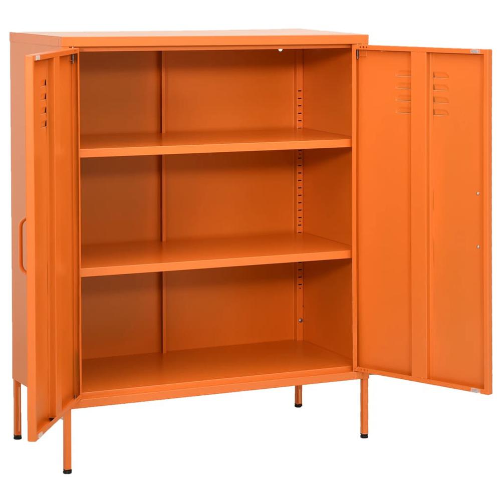 vidaXL Storage Cabinet Orange 31.5"x13.8"x40" Steel, 336165. Picture 2