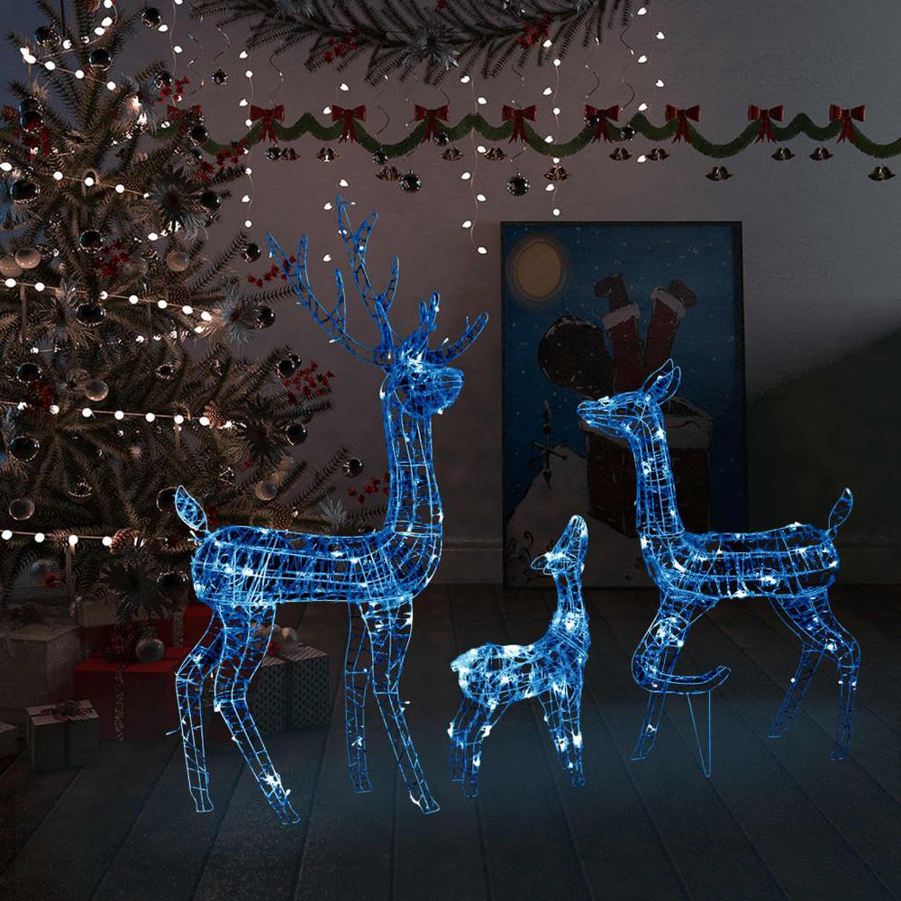 vidaXL Acrylic Reindeer Family Christmas Decoration 300 LED Blue. Picture 1