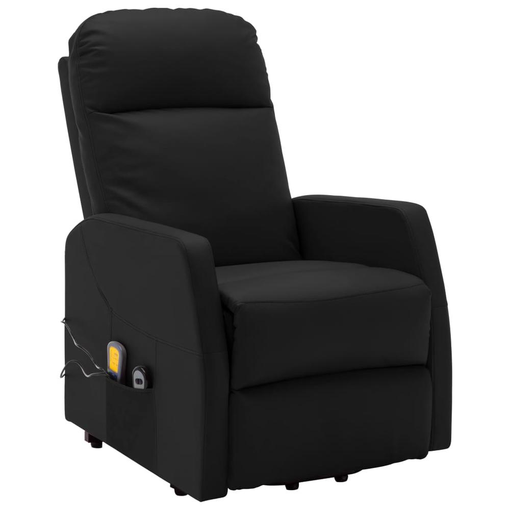 vidaXL Stand-up Massage Recliner Black Faux Leather, 321373. Picture 2