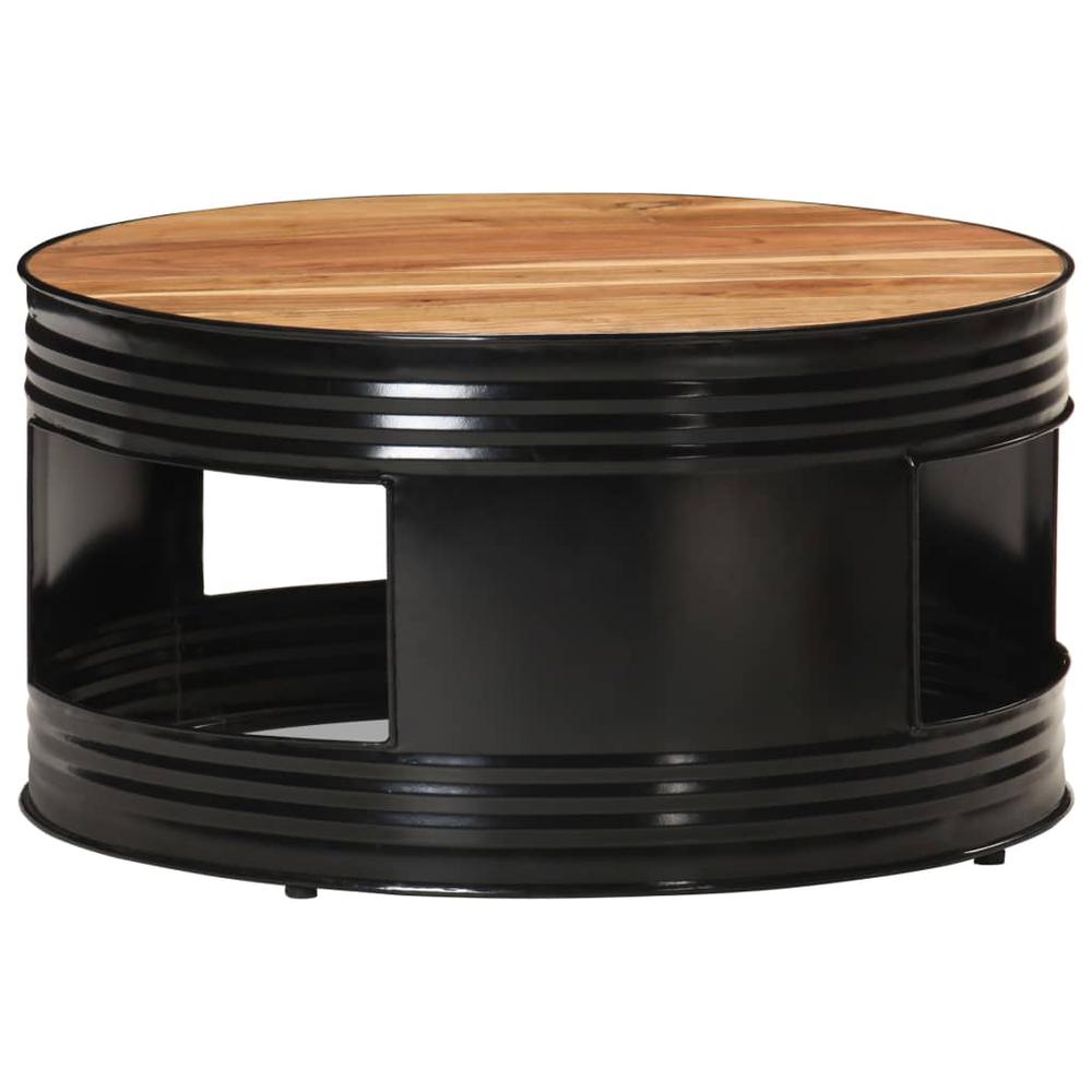 vidaXL Coffee Table Black 26.8"x26.8"x14.2" Solid Acacia Wood. Picture 1