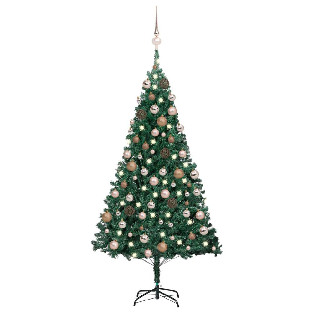 vidaXL Artificial Christmas Tree with LEDs&Ball Set Green 47.2" PVC, 3077620. Picture 1