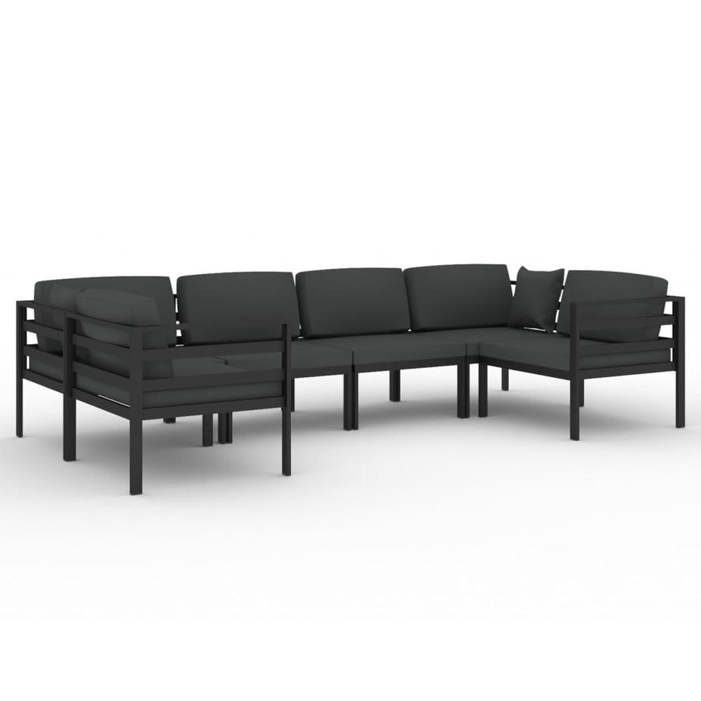 vidaXL 6 Piece Patio Lounge Set with Cushions Aluminum Anthracite, 3107811. Picture 2