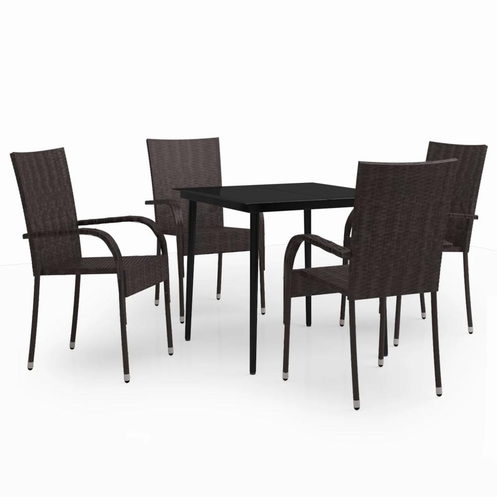 vidaXL 5 Piece Patio Dining Set Brown and Black, 3099402. Picture 2