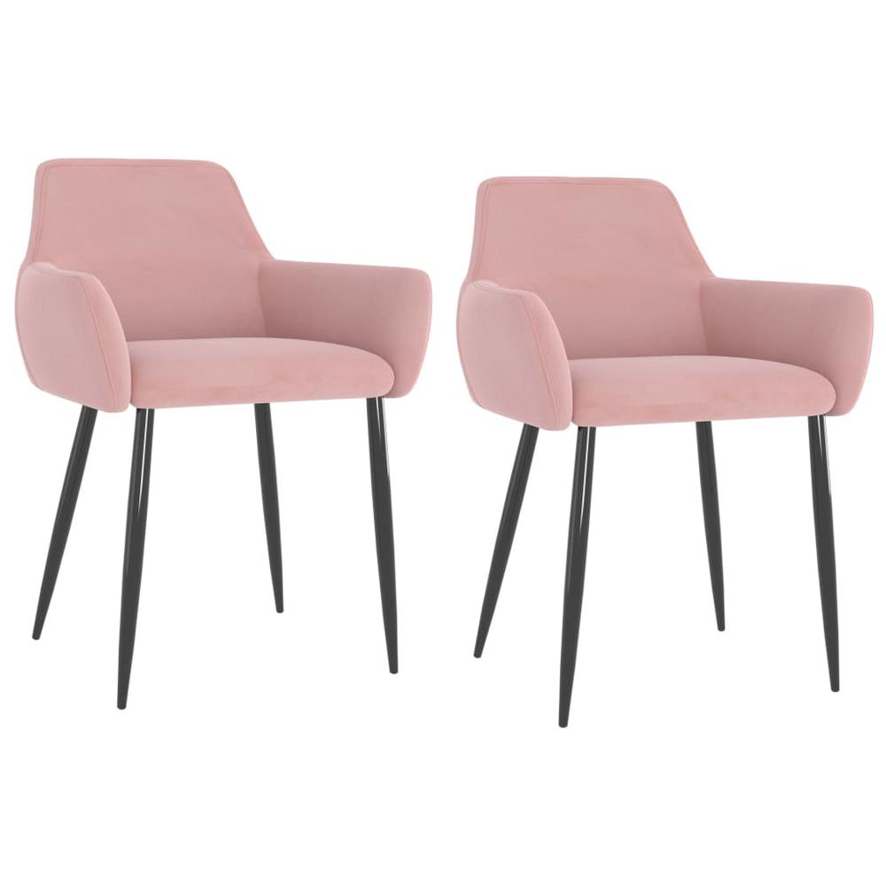 vidaXL Dining Chairs 2 pcs Pink Velvet. Picture 1