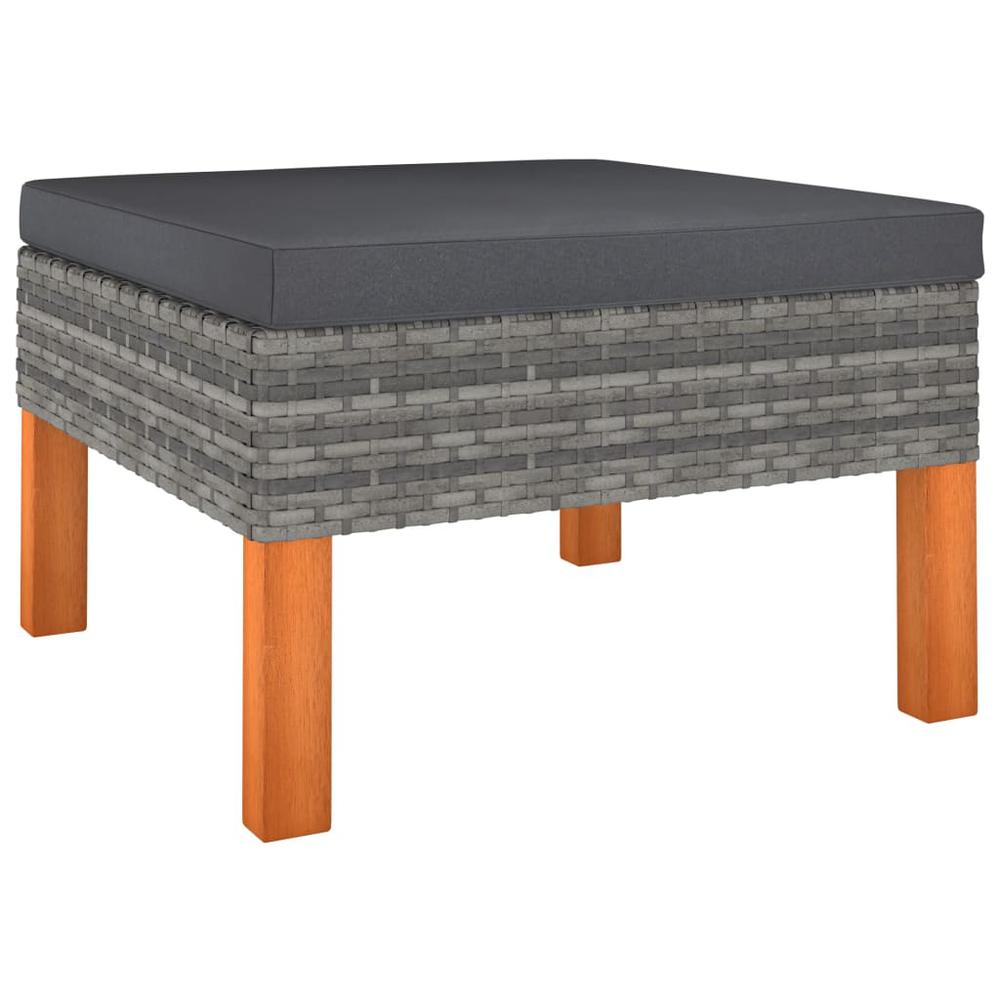 vidaXL Footstool Poly Rattan and Solid Eucalyptus Wood. Picture 1