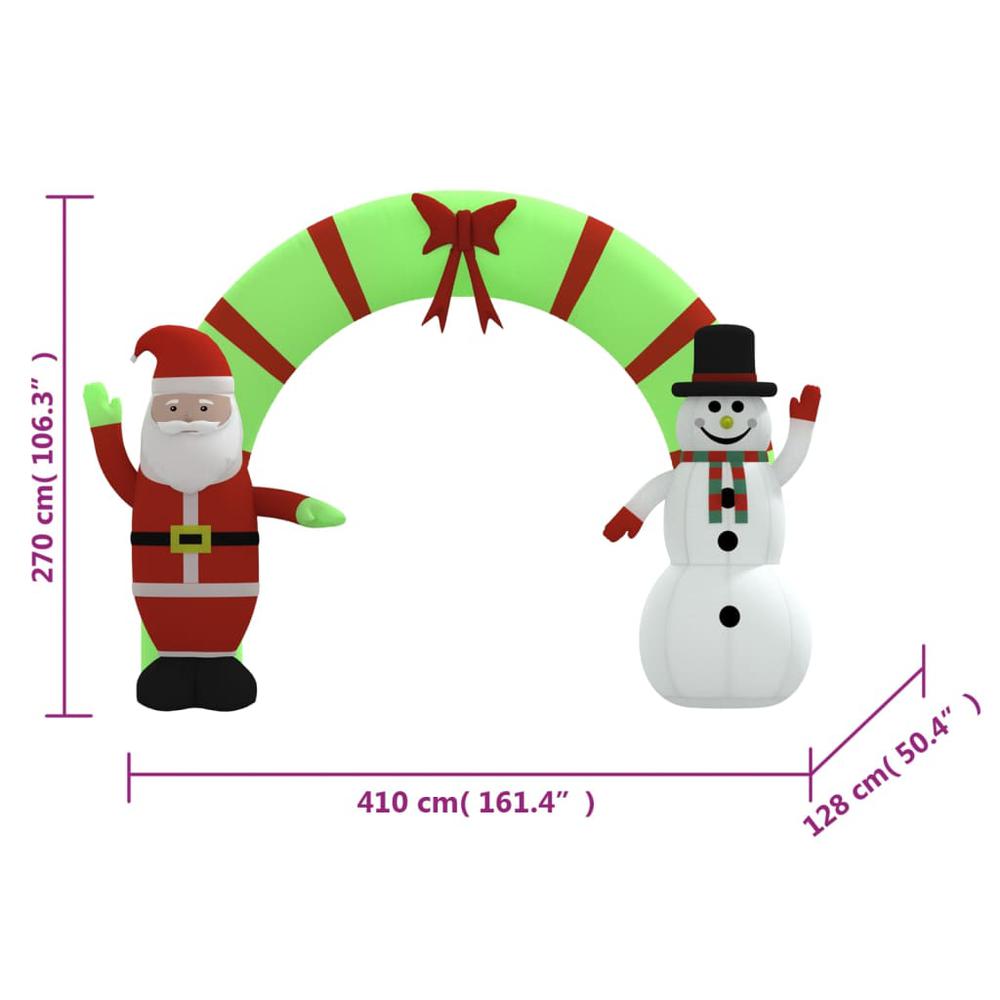vidaXL Christmas Inflatable Santa & Snowman Arch Gate LED 106.3". Picture 11
