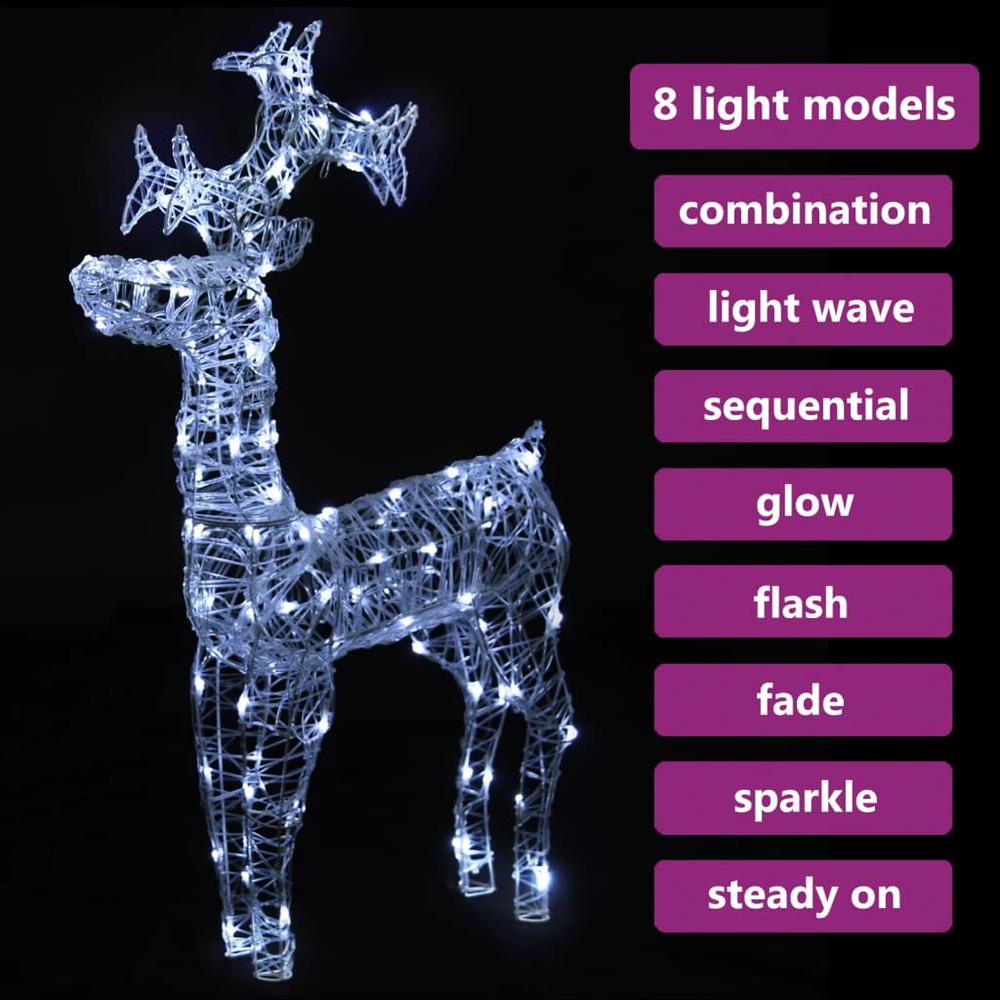 vidaXL Reindeer Christmas Decoration 90 LEDs 23.6"x6.3"x39.4" Acrylic, 329778. Picture 4