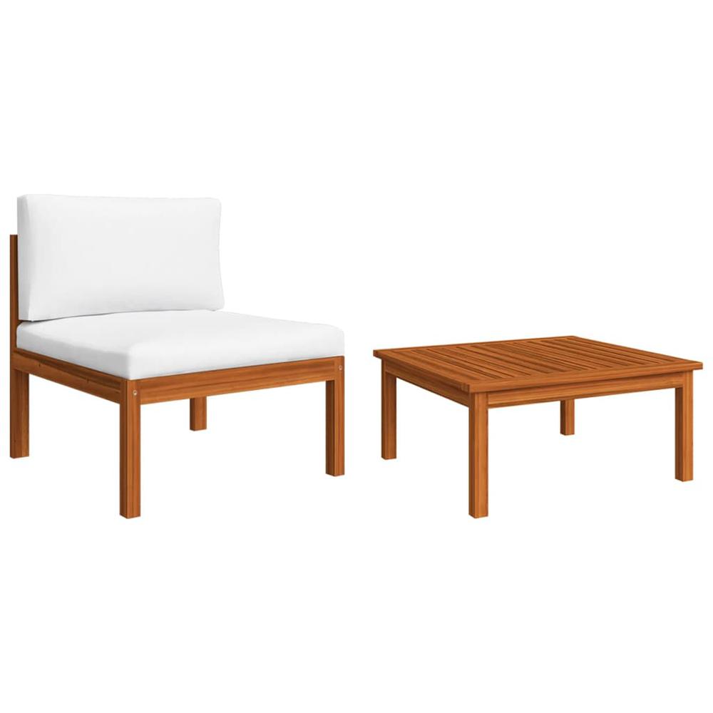 vidaXL 2 Piece Patio Lounge Set with Cushions Solid Acacia Wood, 312427. Picture 2